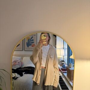 Free People Cream Button-Up Top